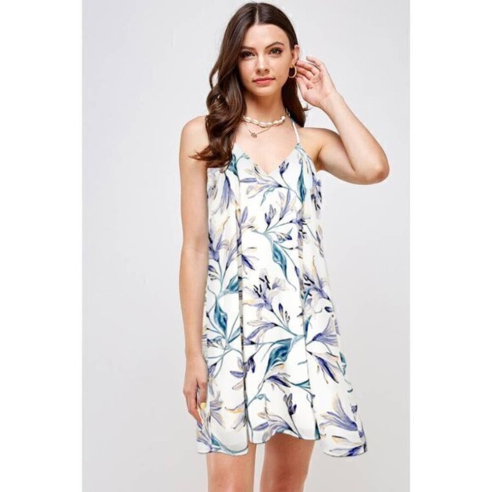 fab'rik | white floral short swing dress | small